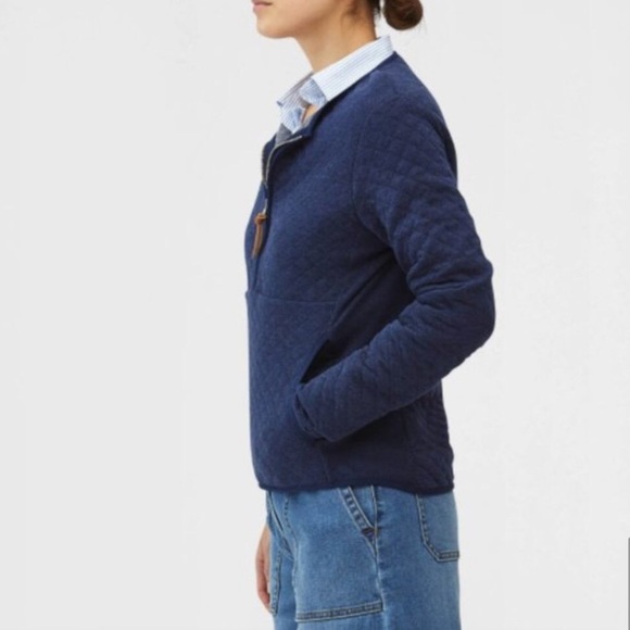 Guideboat Co. Women’s Size M Jacquard Knit J’Adore Half Zip Quilted Navy Jacket - Picture 3 of 14